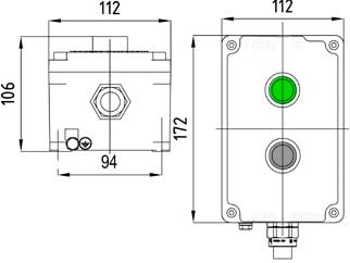 Рис.1. Схематическое изображение готового стандартного поста управления и индикации ПКИЕ34