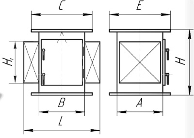 Рис.1. Схема габаритных размеров сепаратора ПК